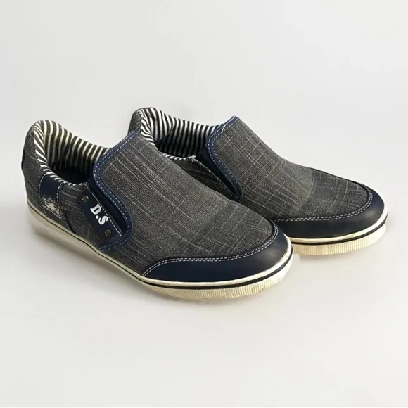 Dream Seek Nautical Blue Slip-On Canvas Mens Shoes Sneakers 8.5 Comfort Travel - Picture 1 of 10